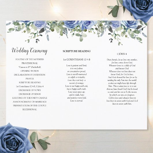 Dusty Blue Rose Eukalyptus Order of Service