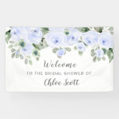 Dusty Blue Rose Floral Brautparty Willkommen Banner (Horizontal)