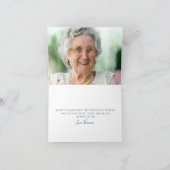 Dusty Blue Rose Floral Foto Inside 100 th Birthday Dankeskarte (Innenseite)