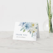 Dusty Blue Rose Floral Wedding Danke Card (Vorderseite)