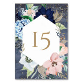 Dusty Blue Rose Gold Aquarellfarben Tischnummer (Rückseite)