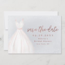 Dusty blue Rose Gold Elegantes Kleid Save the Date