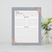 Dusty Blue Rose Gold Foliage Recipe Binder Page (Stehend Vorderseite)