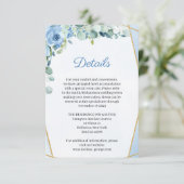 Dusty Blue Rose Gold Geometric Wedding Details Begleitkarte (Stehend Vorderseite)