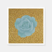 Dusty Blue Rose Gold Glitzer Brautparty Wedding Serviette (Vorderseite)