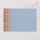 Dusty Blue Rose Gold Glitzer Hochzeitdetails Begleitkarte (Rückseite)