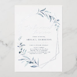 Dusty Blue Rose Gold Rustikale Probe Abendessen Fo Folieneinladung