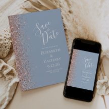 Dusty Blue Rose Gold Save the Date