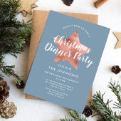 Dusty Blue Rose Gold Star Weihnachtsabend Party Einladung
