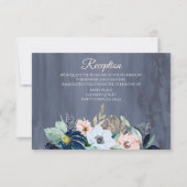 Dusty Blue Rose Gold Watercolor Empfang Card Einladung (Vorderseite)