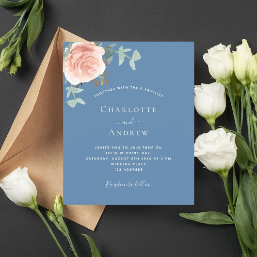 Dusty Blue Rose Goldbudget QR UAWG Hochzeit