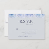 Dusty Blue Rose Gray Elegant Floral Wedding RSVP Einladung (Vorderseite)