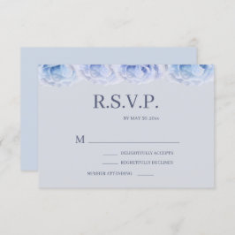 Dusty Blue Rose Gray Elegant Floral Wedding RSVP Einladung