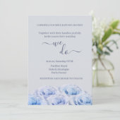 Dusty Blue Rose Gray Floral Elegant We Do Wedding Einladung (Stehend Vorderseite)