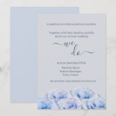 Dusty Blue Rose Gray Floral Elegant We Do Wedding Einladung (Vorne/Hinten)
