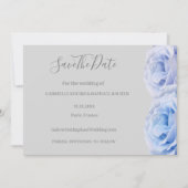 Dusty Blue Rose Gray Floral Save the Date Hochzeit Einladung (Vorderseite)