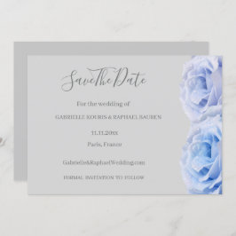 Dusty Blue Rose Gray Floral Save the Date Hochzeit Einladung