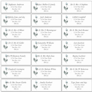 Dusty Blue Rose Guest Name Address Labels