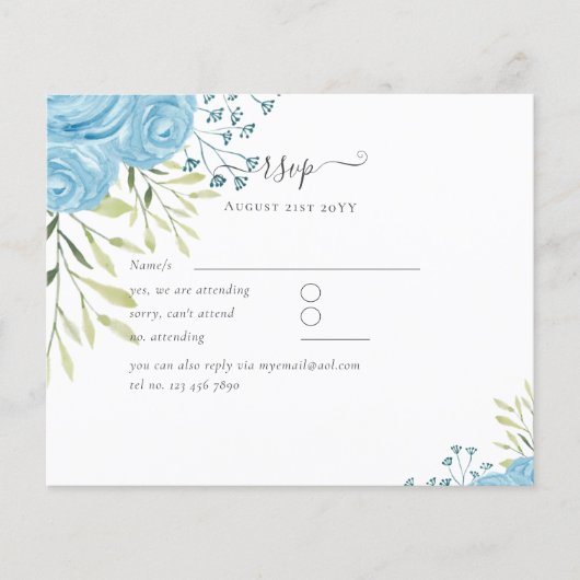 Dusty Blue Rose Hochzeitbudget (Vorderseite)