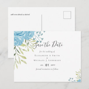 Dusty Blue Rose Hochzeitbudget Postkarte
