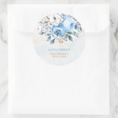 Dusty Blue Rose in Bloom Spring Summer Baby Dusche Runder Aufkleber (Tasche)