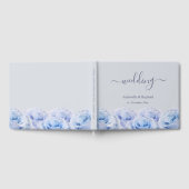Dusty Blue Rose Light Gray Elegante Wedding Guest Gästebuch (Voll)