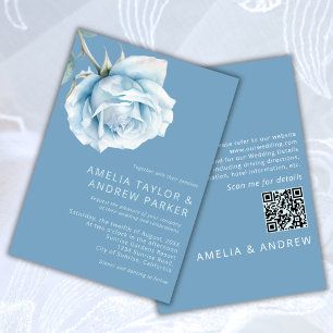 Dusty Blue Rose Moderne Blumenhochzeit Einladung
