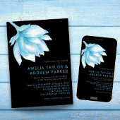 Dusty Blue Rose Moderne Blumenhochzeit Einladung