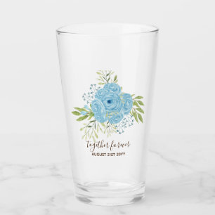 Dusty Blue Rose NewlyWeds Wedding Geschenk Persona Glas