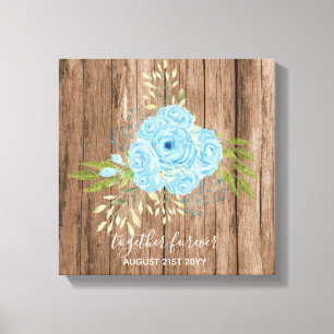 Dusty Blue Rose NewlyWeds Wedding Geschenk Persona Leinwanddruck