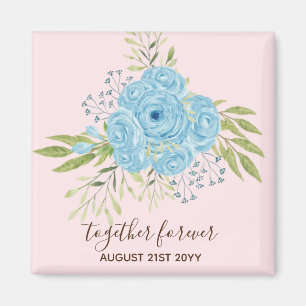 Dusty Blue Rose NewlyWeds Wedding Geschenk Persona Magnet
