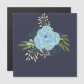 Dusty Blue Rose NewlyWeds Wedding Geschenk Persona Magnetkarte (Vorne/Hinten)