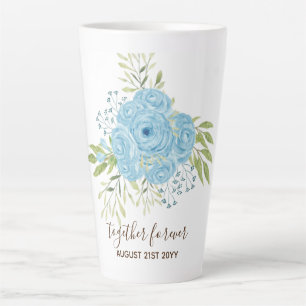 Dusty Blue Rose NewlyWeds Wedding Geschenk Persona Milchtasse