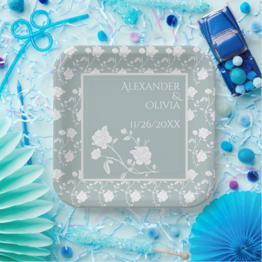 Dusty Blue Rose Polterabend Paper Teller (Party)