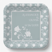 Dusty Blue Rose Polterabend Paper Teller (Vorderseite)