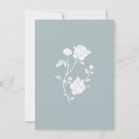 Dusty Blue Rose Probe Dinner Einladung (Rückseite)