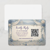 Dusty Blue Rose QR Code Wedding  RSVP Karte (Vorne/Hinten)