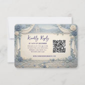 Dusty Blue Rose QR Code Wedding  RSVP Karte (Vorderseite)