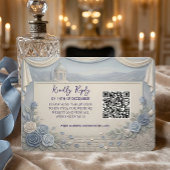Dusty Blue Rose Romantic Wedding QR Code RSVP Karte
