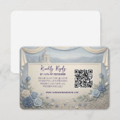 Dusty Blue Rose Romantic Wedding QR Code  RSVP Karte (Vorne/Hinten)