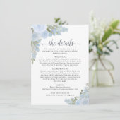 Dusty Blue Rose Rustic Boho Chic Wedding Details Begleitkarte (Stehend Vorderseite)