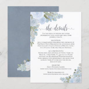 Dusty Blue Rose Rustic Boho Chic Wedding Details Begleitkarte