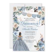 Dusty Blue Rose Rustikales Land Quinceañera Einlad