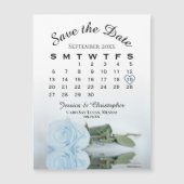 Dusty Blue Rose Save the Date Kalender Magnet (Vorderseite)