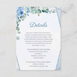 Dusty Blue Rose Silver Geometric Wedding Details Begleitkarte