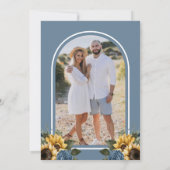 Dusty Blue Rose Sonnenblumen Foto Brautparty Einladung (Rückseite)