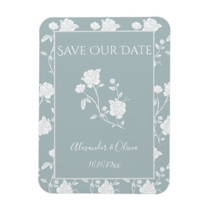 Dusty Blue Rose speichert das Datumsfenster Magnet