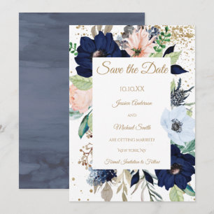 Dusty Blue Rose Wasserfarben Floral Einladung