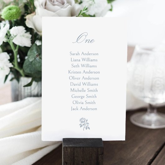Dusty Blue Rose Wedding Chart Card Card Einladung