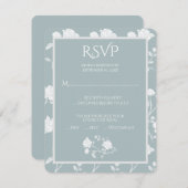 Dusty Blue Rose Wedding RSVP Card (Vorne/Hinten)